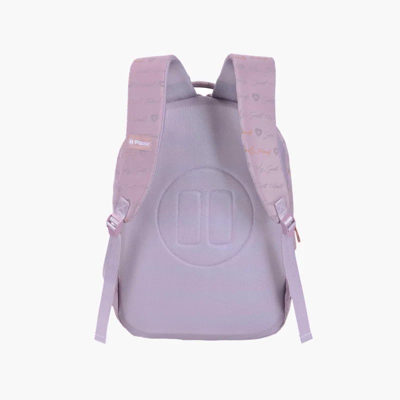 PAUSE Printed Backpack in Light Pink for Girls